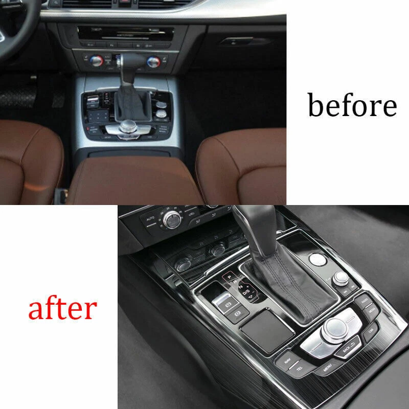 Panel de cambio de marchas de consola central de titanio negro para Audi A6 A7 S6 S7 2012-2018 Foto 3 de 4