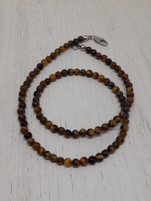 A++ Tigerauge glatt rund Edelstein Perlen November Geburtsstein Halsketten 24...