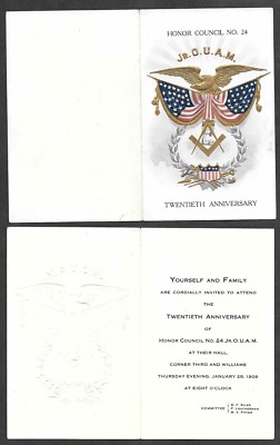 1909 Folded Card - Fraternal, Masonic - Jr. O.U.A.M. Honor Council 