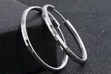 B22 Earring Creole 32 mm Width 3 mm made of Sterling Silver 925