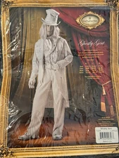 Ghostly Gent InCharacter , Gray Coat, Pants, Hat, Collar, Wig , Size L Costume