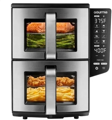 Gourmia GAF1190 11Qt Dual Basket Air Fryer Oven 1700W Touchscreen NEW