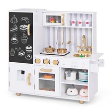Play Kitchen Toy Set w/ Chalkboard Oven Sink Faucet Stove Water Dispenser