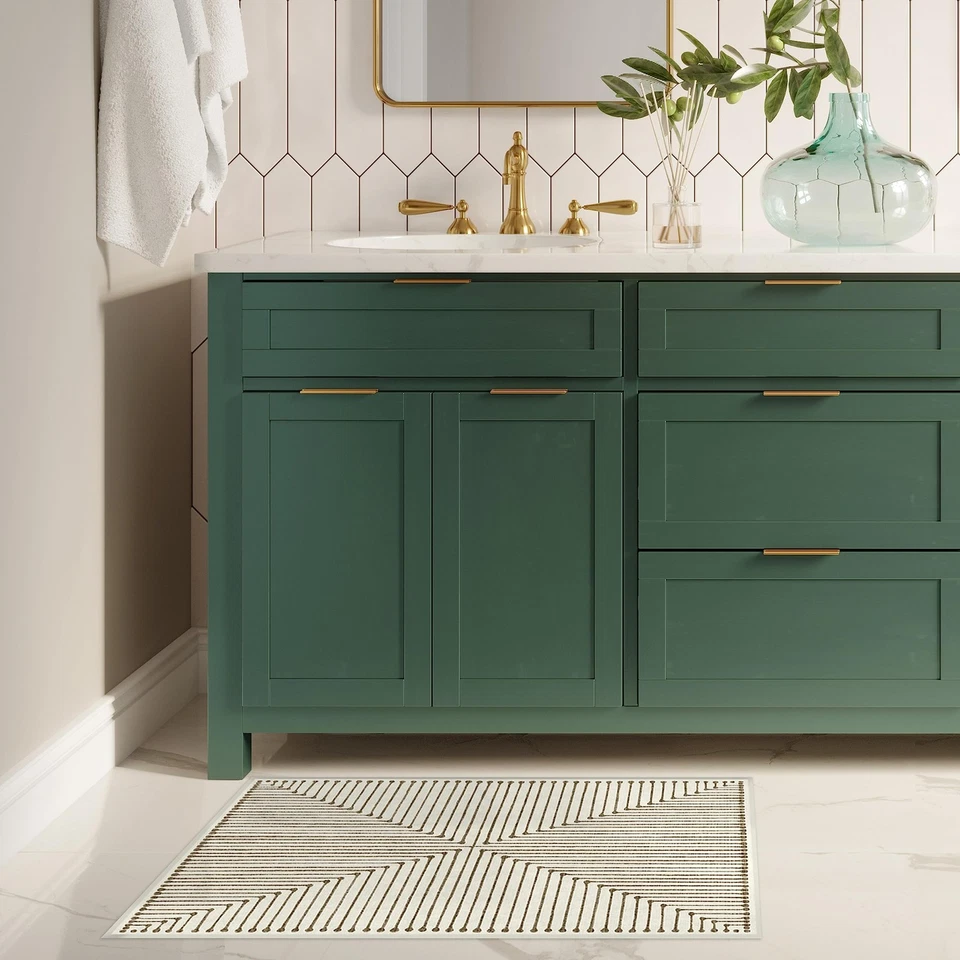 Alfombra moderna lavable a máquina Jonathan Adler - gota de tinta camel y marfil 2x3... Foto 2 de 4