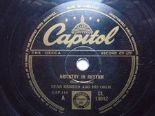 Stan Kenton Artistry In Rhythm 78 Capitol CL13012 EX 1950s