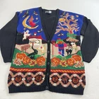 Vintage Beldoch Popper Halloween Autumn Cardigan Sweater Size Large Knit Pumpkin