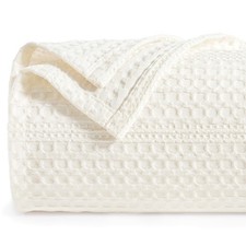 PHF Lightweight Waffle Weave Blanket King Size 104x90 Soft Woven Summer Blanket