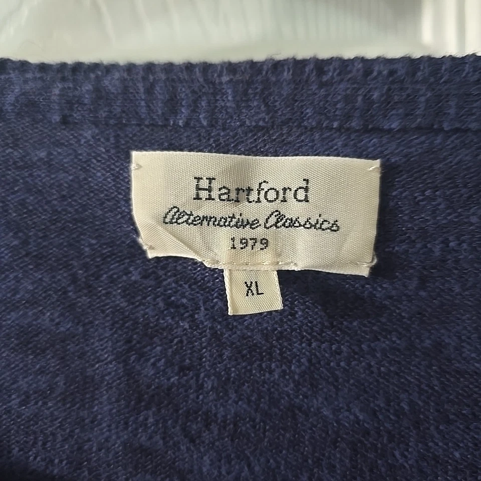 Top Hartford Alternative Classics 1979 para hombre azul manga larga mezcla de lino talla XL Foto 3 de 4