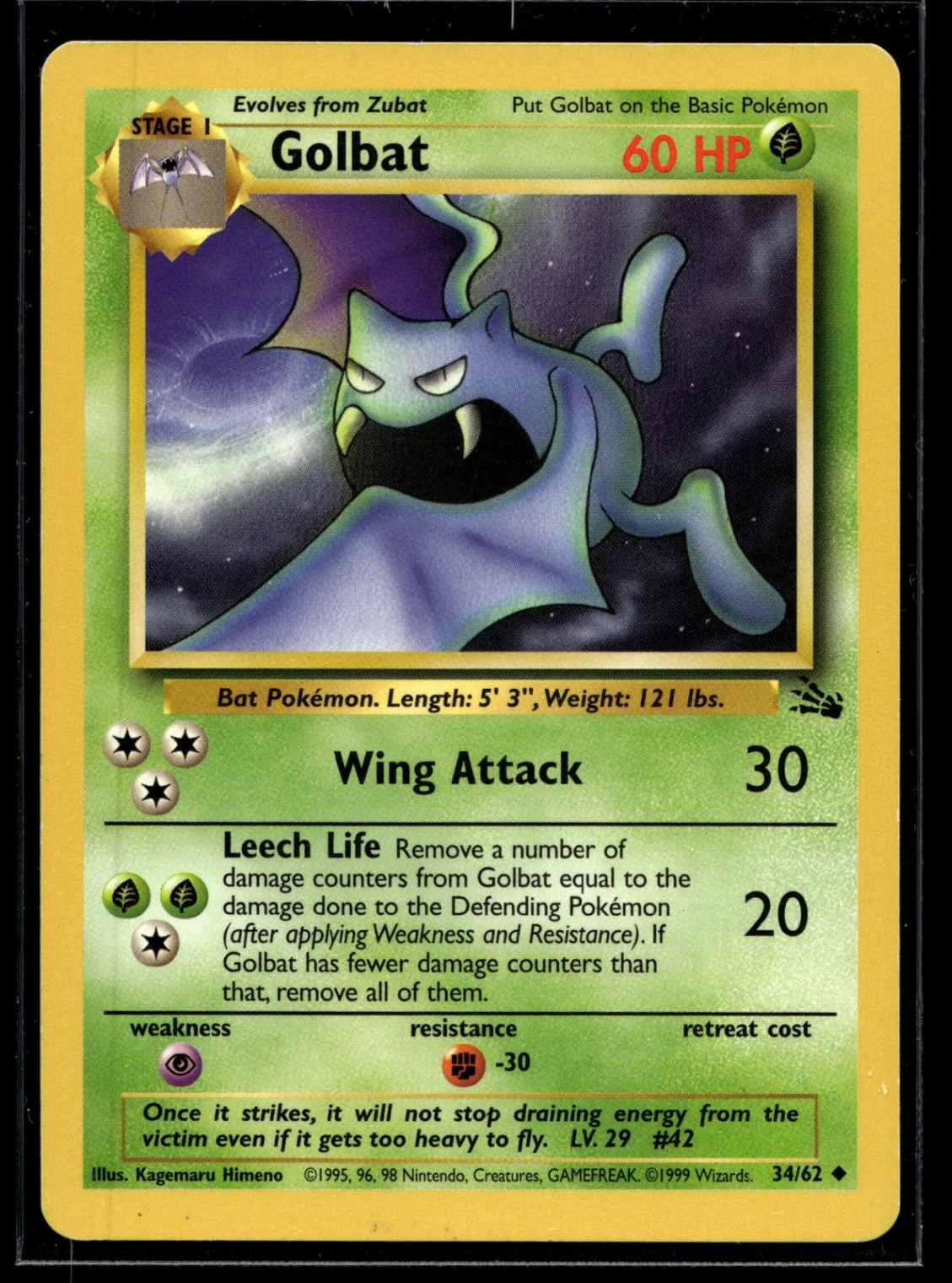 Golbat Uncommon Fossil 34/62 NM