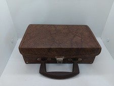 Vintage 12 Cassette Tape Storage Holder Travel Carry Case Brown Faux Leather