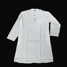 Rajrang Mens Kurta Tunic Off White Striped Cotton Henley XXL MEK01054-XXL