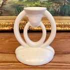 Vintage White Bauer Pottery Art Deco Candle Stick Holder 4.25x3.5x3.5"