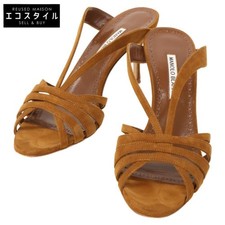 Manolo Blahnik Mules Sandals Heel Suede Brown EU38.5/US8.5 110026c