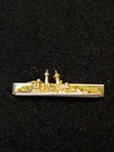 Vintage Gold Tone Battleship Tie Clip Ship Boat 1.75 Inches Long