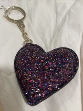 Kate Spade Heart Key Fob Multi Glitter Key Chain Purse Charm NWT LAST ONE