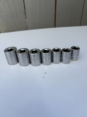  Vintage SK Tools 3/8  7pieces SAE Shallow 6pt Socket Set 45112-45024 USA Made  