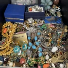 Estate Rhinestone Costume Jewelry Lot Vintage charms Junk huge bunch trinkets