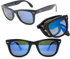 OCCHIALI DA SOLE RAY BAN NERO BLU SPECCHIO FOLDING RB 4105 WAYFARER 2140 PIEGHEVOLI