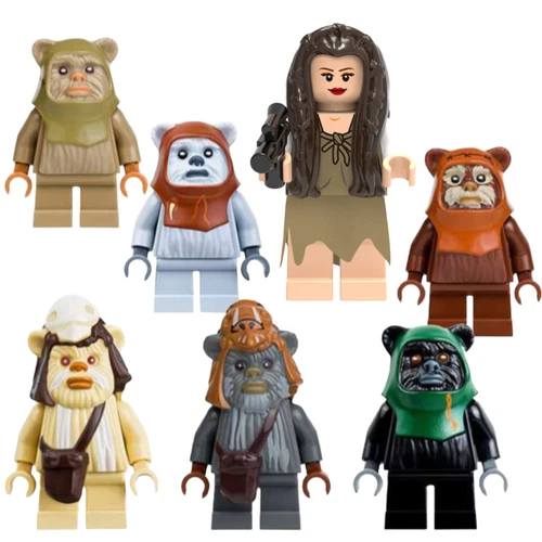6 Ewoks + Princess Leia CUSTOM minifigures Ewok Village 10236 lego star wars