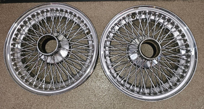 Chromfelgen 5x15'' 72 Speichen für Jaguar E-Type, gebraucht gut erhalten, 2 Stück