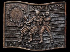 JF07133 VINTAGE 1976  SPIRIT OF '76  PATRIOTIC ARTWORK BICENTENNIAL BUCKLE
