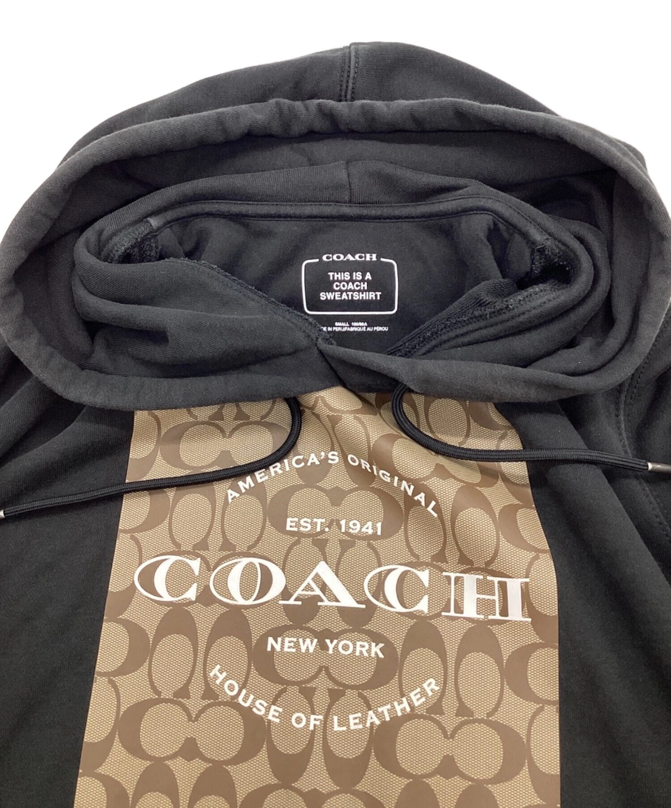 COACH Signature Pullover Felpa con Cappuccio Taglia:S Nero Uomo C8774