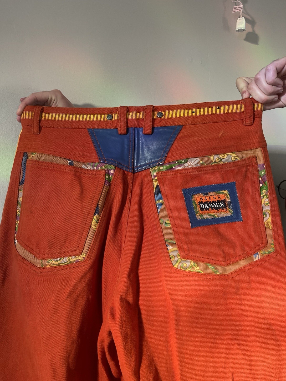 Vintage Damage Multicolor Trim Patchwork Cotton P… - image 2