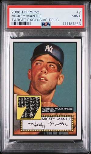 2006 Topps '52 Target Exclusive Worn Relic Mickey Mantle #7 - PSA 9