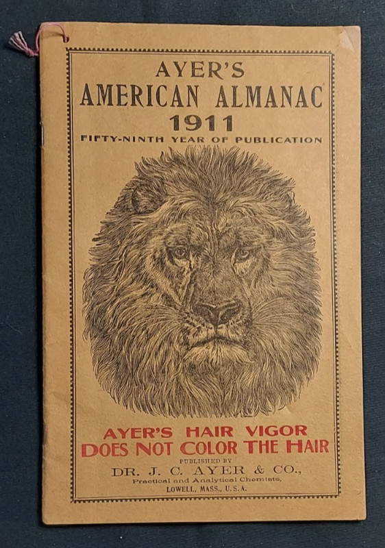 1911 Quack Medicine Ayer's American Almanac Ayer Lowell MA Walker Appleton WI