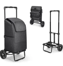 KEDSUM 2 in 1 Shopping Cart for Groceries, 330 lbs on Wheels Foldable Black