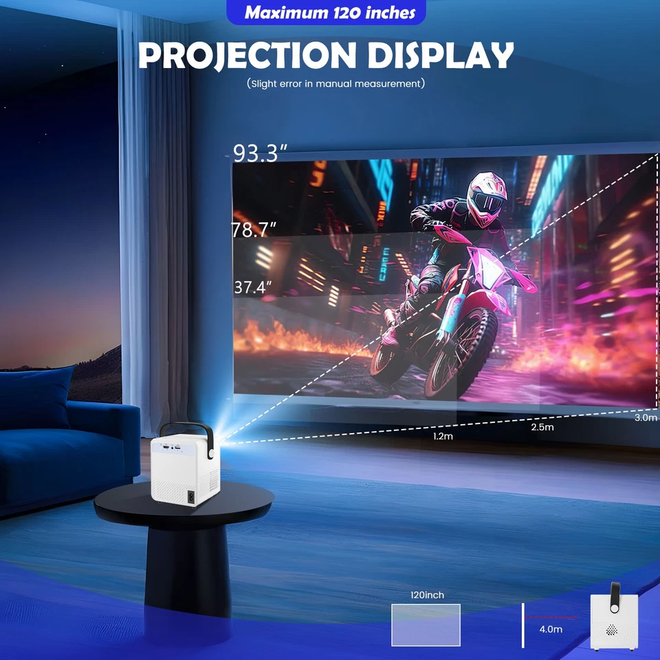 4K Projector Netflix 50000LMS 1080P 5G WiFi Bluetooth Video Home Theater Android - Image 2 of 4