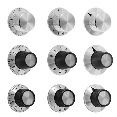 Potiknopf Drehknopf Reglerknopf ALU Schwarz Potentiometer 6mm Achse Aluminium