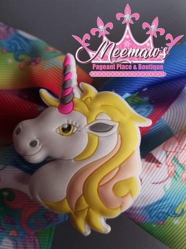 So Cute Girls BIG Boutique 6" Unicorn Rainbow Colors Hair Bow BUY ME!! - Picture 5 of 6