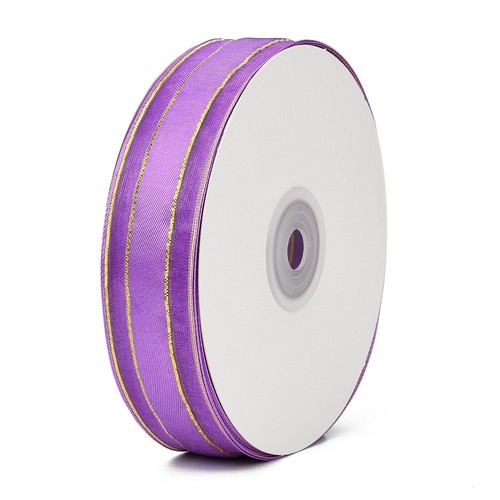 50Yards/Roll 25mmGolden Wired Edge Ribbon Solid Color Organza Ribbons for Party - Picture 32 of 51