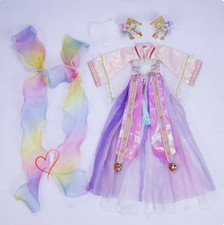 Colorful Hanfu Costume Suit Headwear Ribbon Archaic Clothes for 1/4MSD BJD Doll