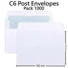 C6 Envelopes White Self Seal Post Small Letter A6 High Quality 114x162mm - 1000