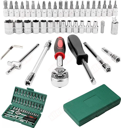 46Pcs Socket Wrench Set 1/4" Drive Ratchet Metric Kit Garage Car Repair Tool USA - Picture 12 of 23