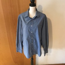 Aeropostale Men XXL Blue Pink Stripe Long Sleeve Button Shirt Business Casual