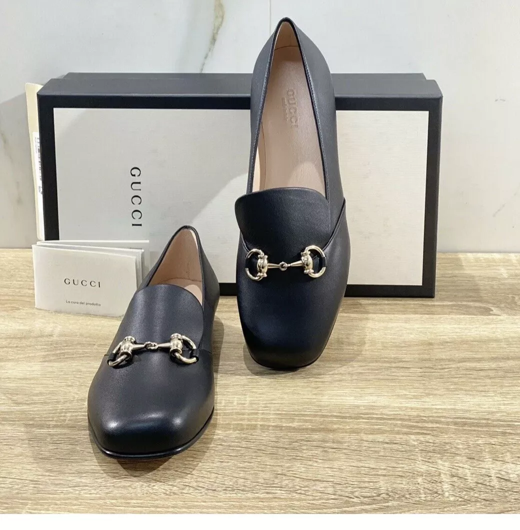 Slumber utilgivelig nogle få Gucci Horsebid Donna Miro Soft Black Leather Luxury Loafers Women Shoes Sz  36.5 | eBay