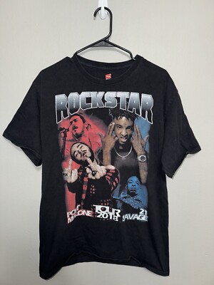 2018 Post Malone 21 Savage Tour T Shirt Large Rap Tee Rare Rockstar Tour