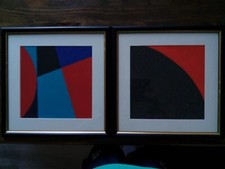 Walter Fusi, coppia di quadri 25x25, no Perilli, 