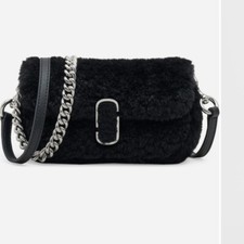 Marc Jacobs The Teddy J Marc Faux Fur Mini Shoulder Crossbody Bag Black Nwt