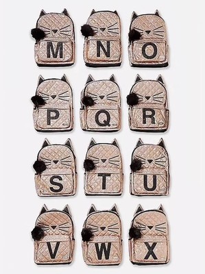 quilted cat initial backpack