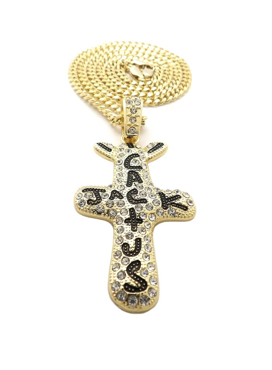 Iced Travis Scott Records Cactus Pendant 14K Gold Gold / 3mm Rope Chain / 20"
