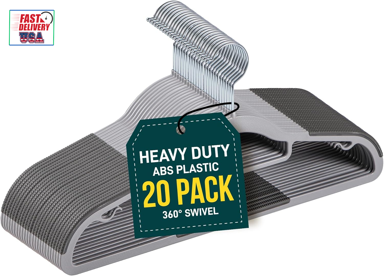 20-Piece Lightweight Plastic Clothes Hanger Set - Colorful & Space-Saving