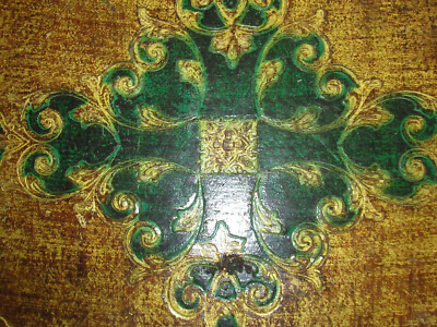 ANCIEN PLATEAU FLORENTIN BOIS PEINT & DORÉ-57 X 41-VINTAGE FLORENTINE TRAY-N°606