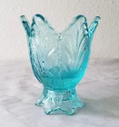 Fenton 4.25" Aqua Blue Art Glass Tealight Votive Candle Candlestick Holder
