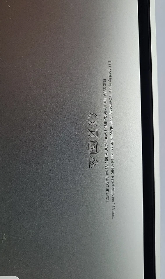 Apple MB Pro A1990 15" (2019) i7-9750H 2.6GHz 16GB 256GB PRO 555X Touchbar/ID - Image 4 of 4