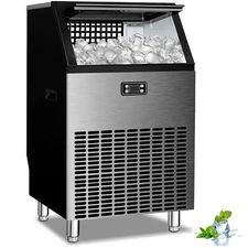 265lbs /24H Commercial Ice Maker Machine with Self-Cleaning, 48lbs Storage Bin