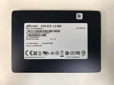 Micron 5100 ECO 960GB SATA SSD 960 GB Internal in 6Gbps  MTFDDAK960TBY